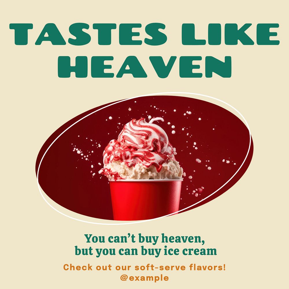 Ice-cream shop tasts like heaven Instagram post template, editable text