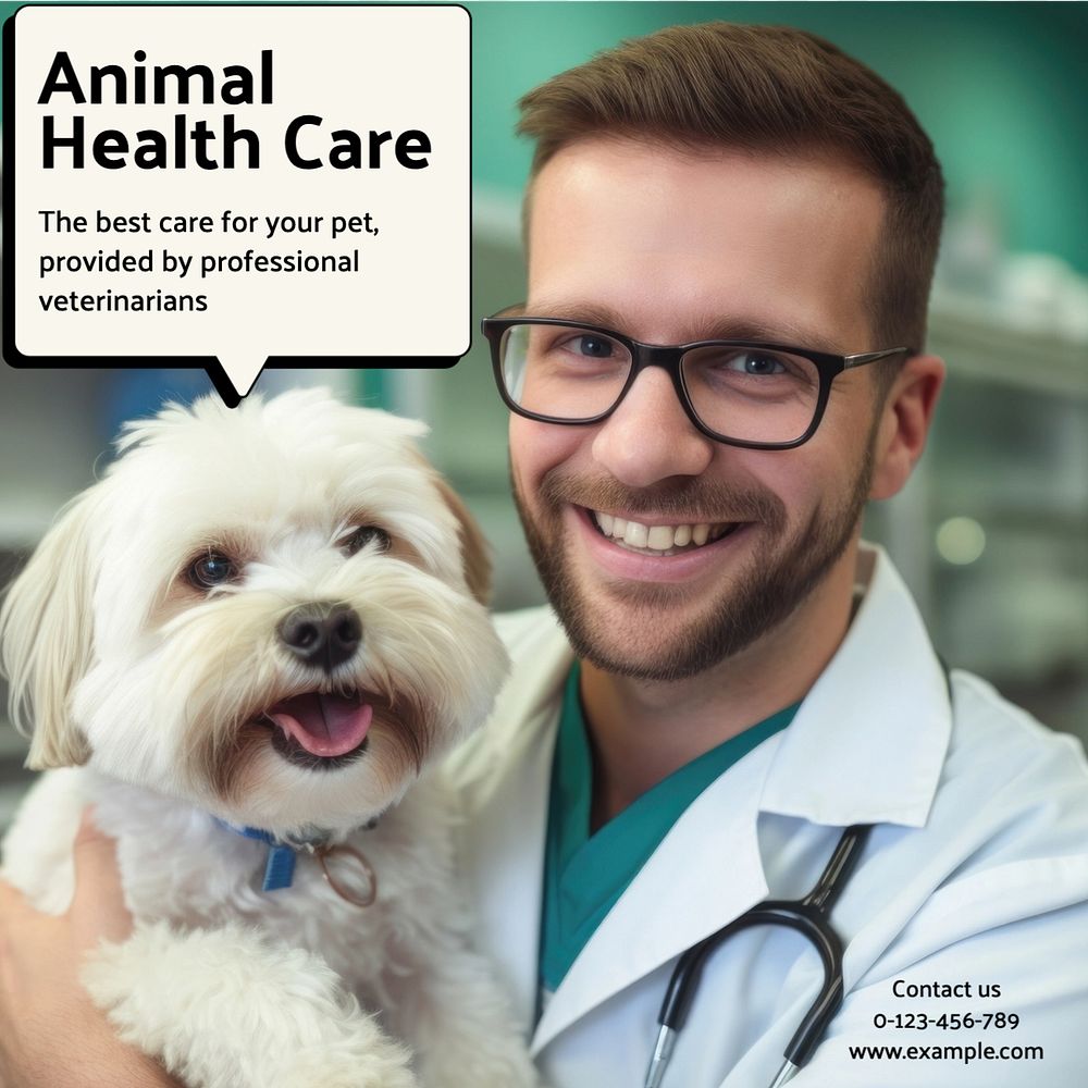 Animal health care Instagram post template, editable text