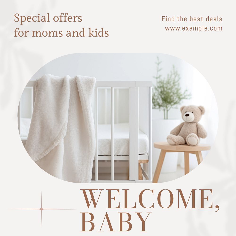 Welcome baby Instagram post template, editable text