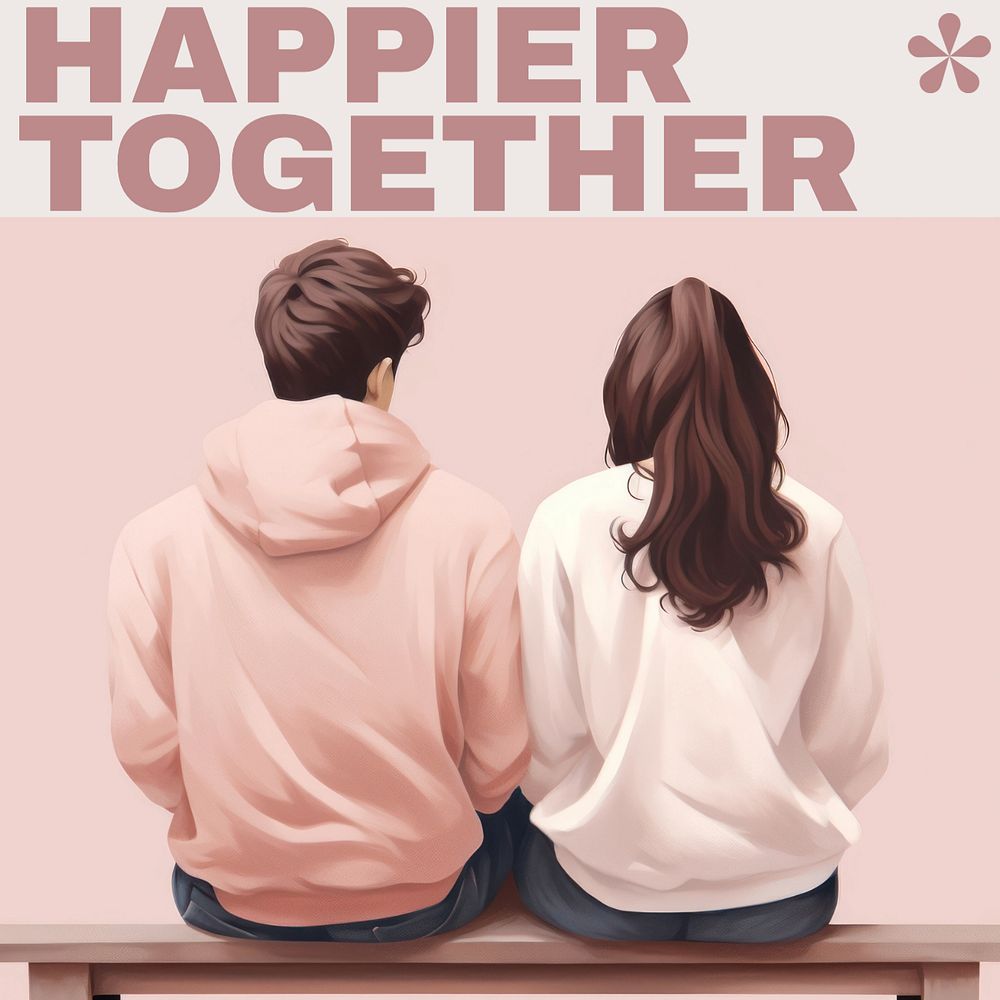 Happier together Instagram post template, editable text