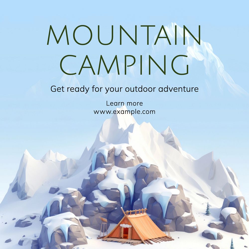 Mountain camping Instagram post template, editable text