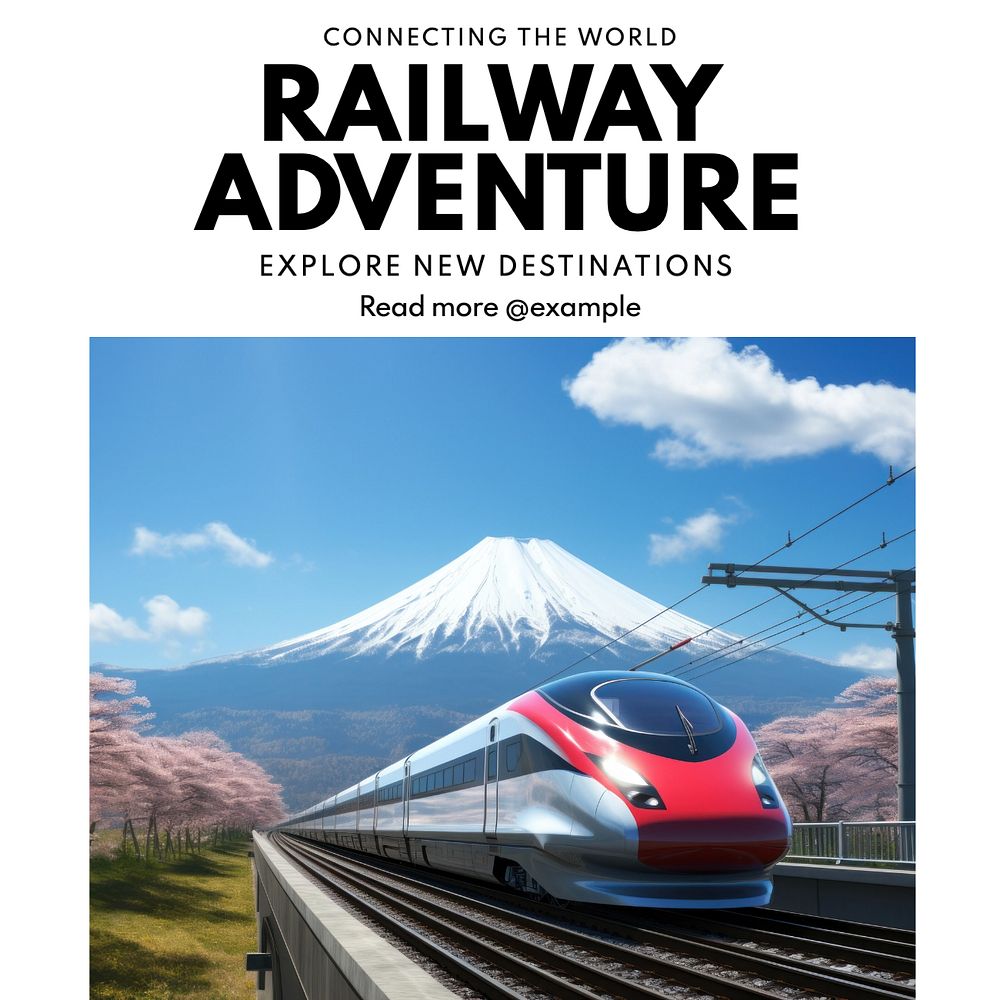 Railway Instagram post template, editable text