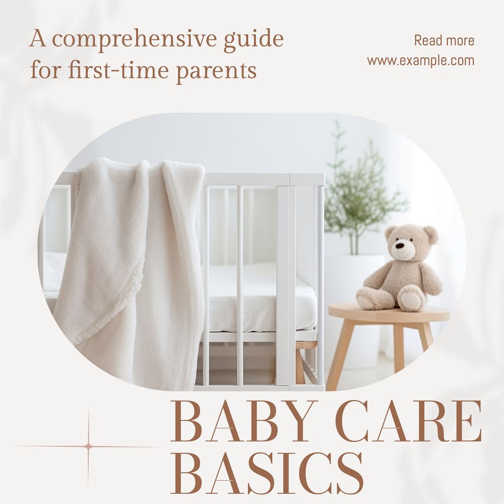 Baby care basics Instagram post template, editable text