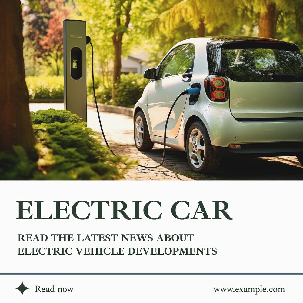 Electric car Instagram post template, editable text