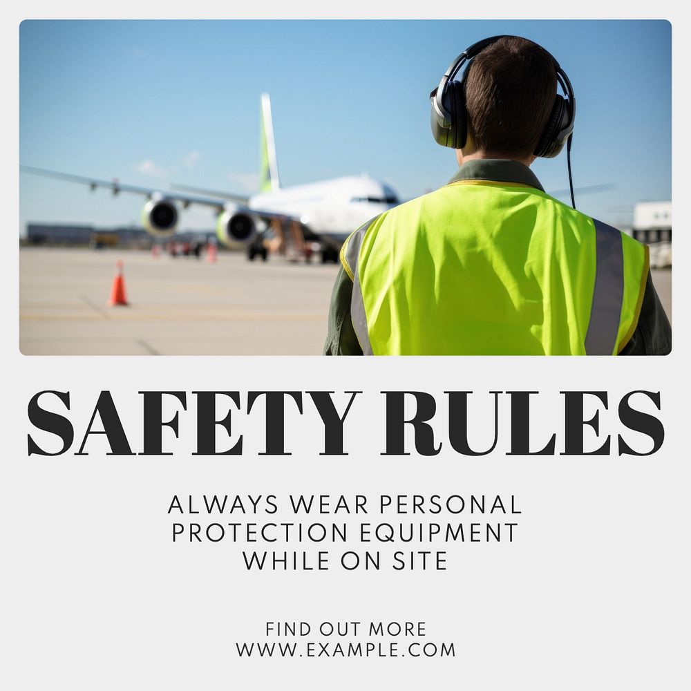 Safety rules Instagram post template, editable text