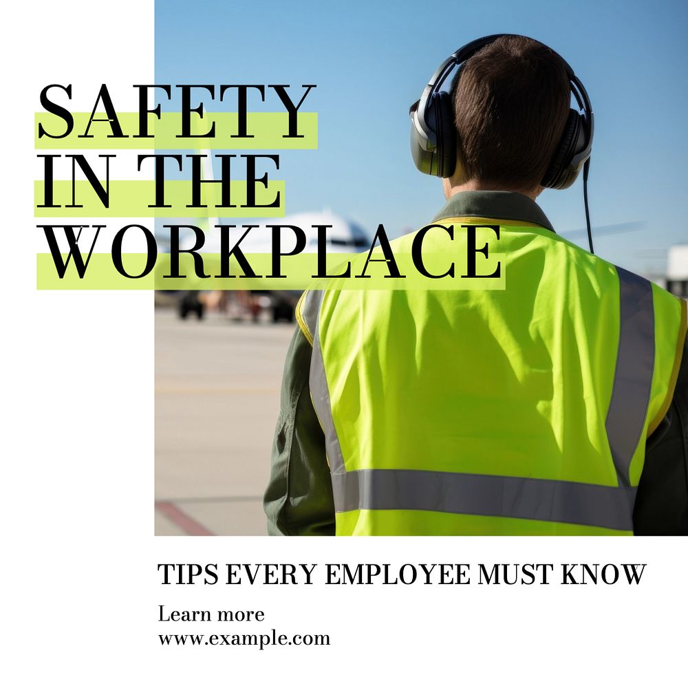 Safety in the workplace Instagram post template, editable text