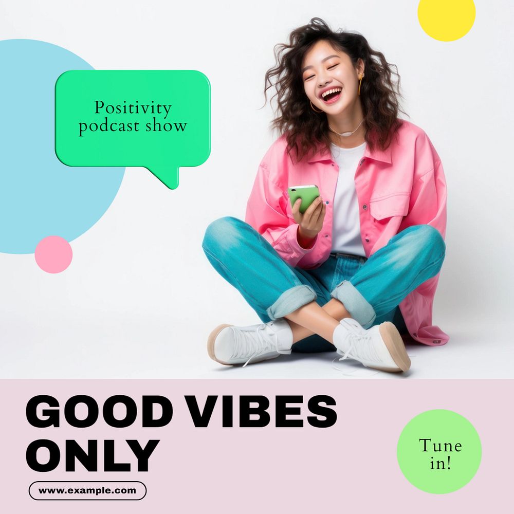 Good vibes only Instagram post template, editable text