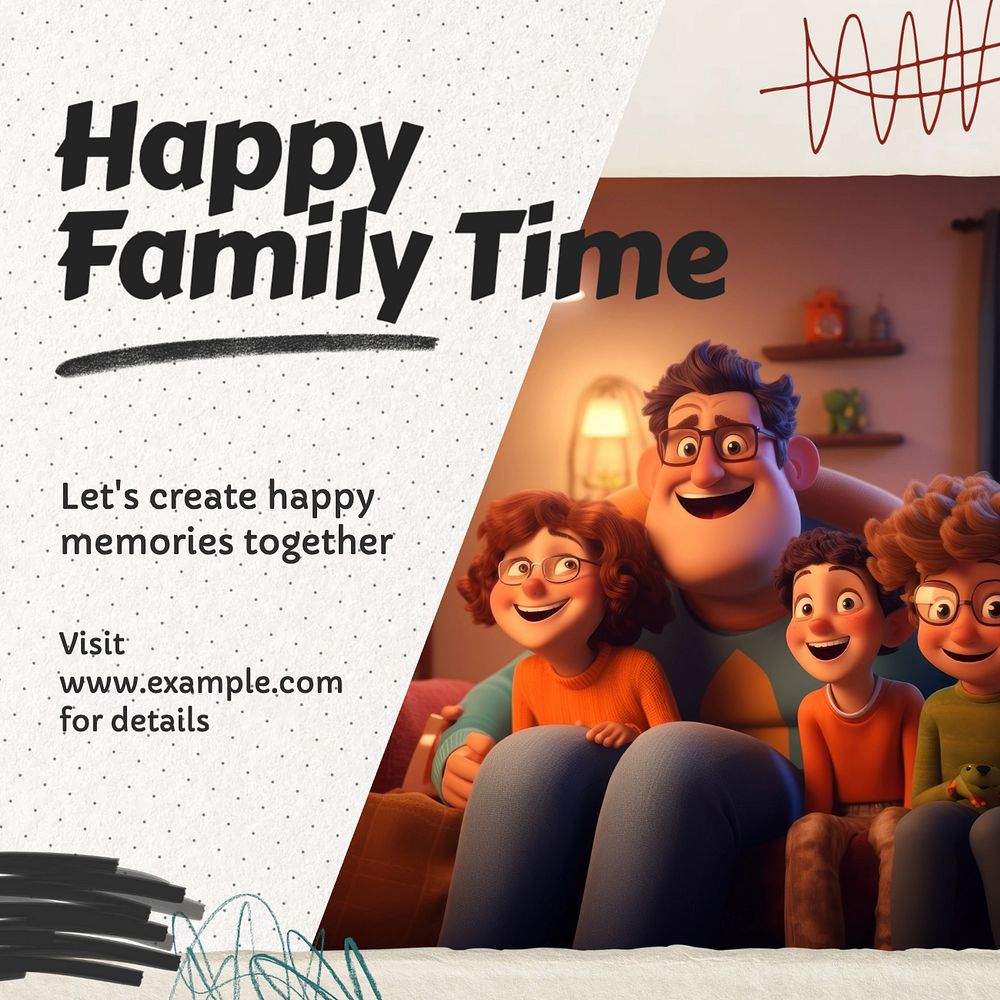 Happy family time Instagram post template, editable text