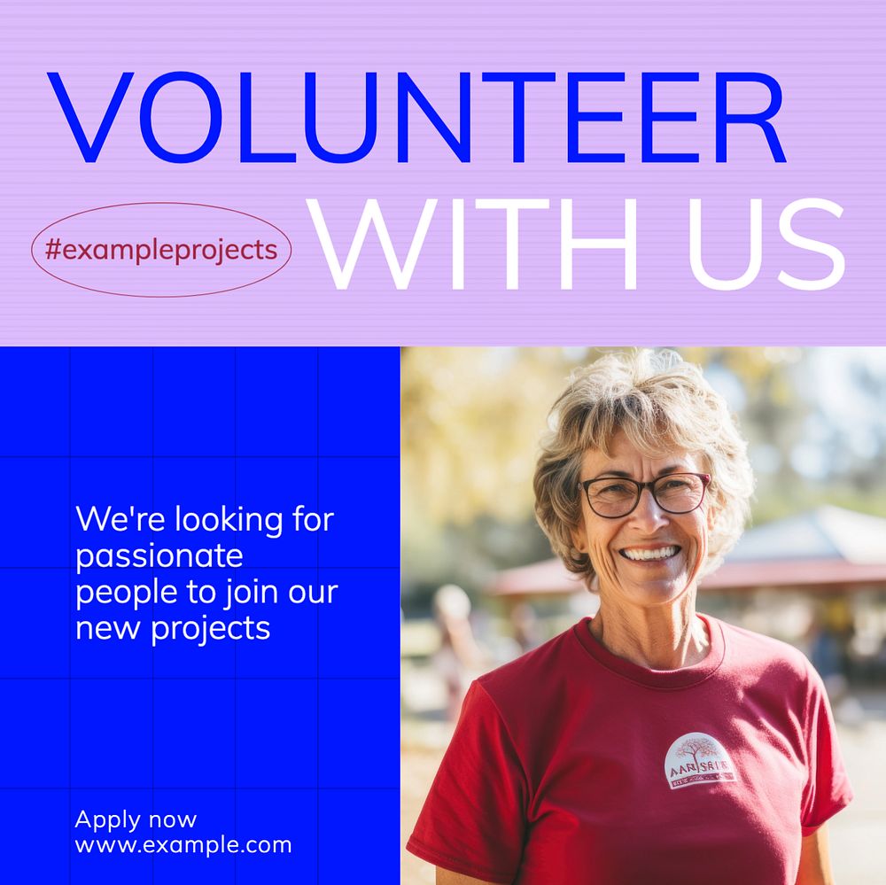 Volunteer with us Instagram post template, editable text