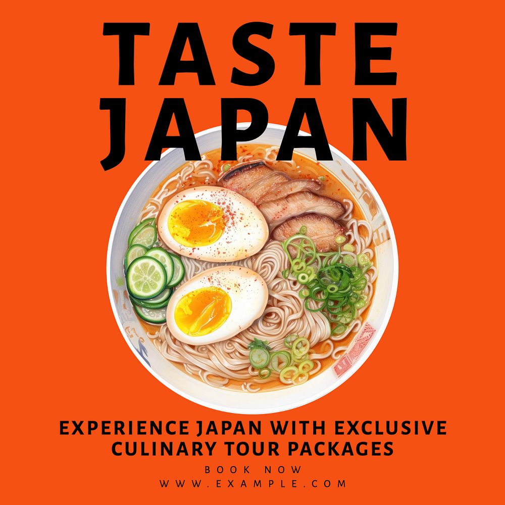 Japan tour package Instagram post template, editable text