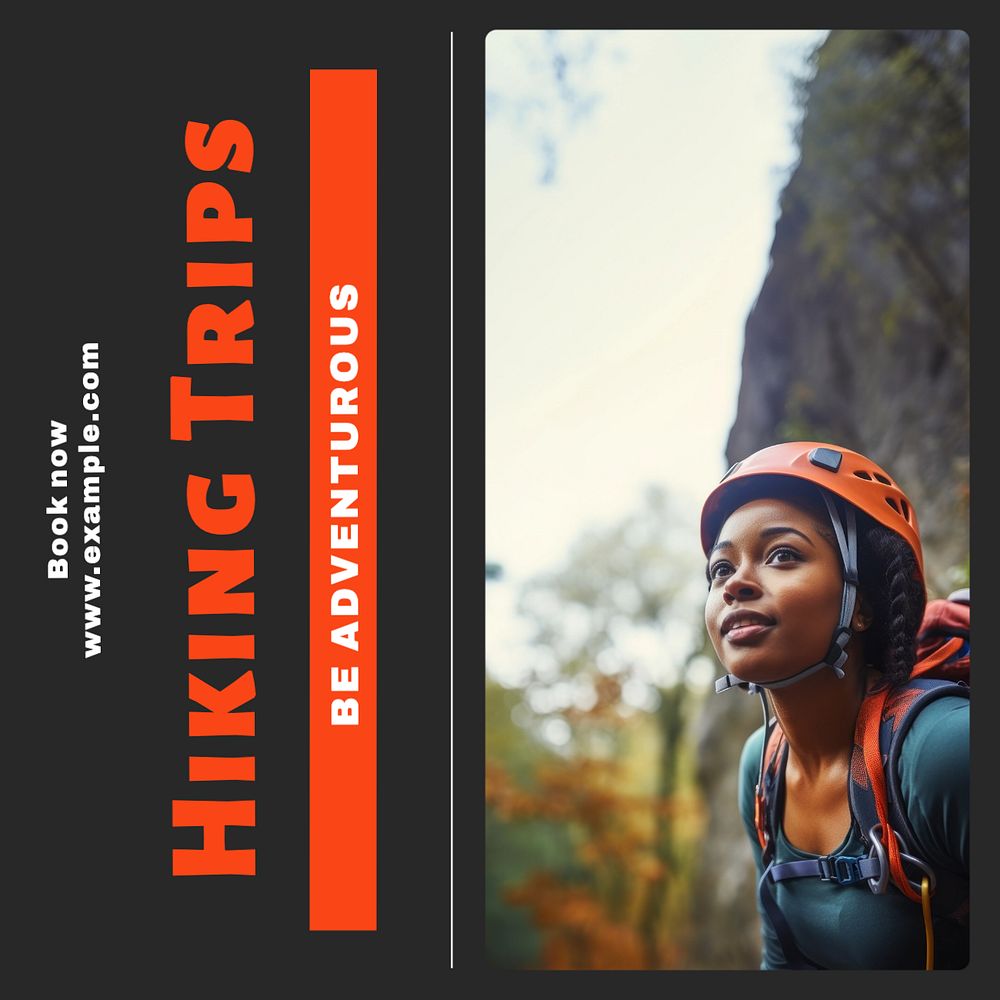 Hiking trips Instagram post template, editable text