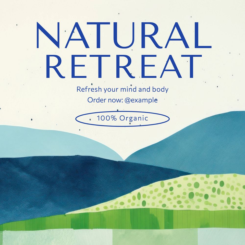 Natural retreat Instagram post template, editable text