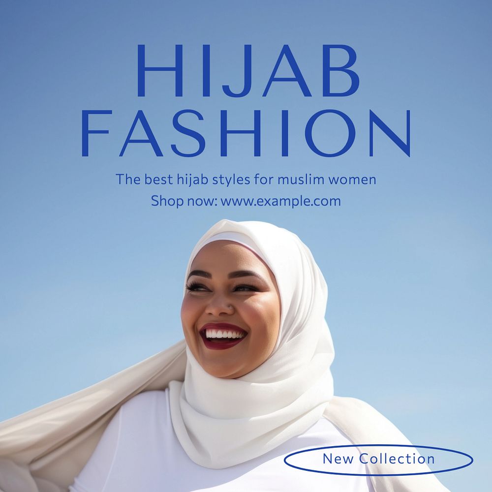 Hijab fashion Instagram post template, editable text