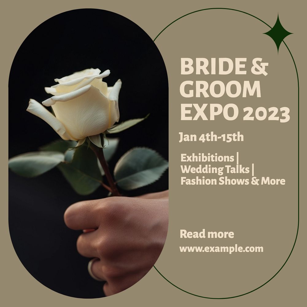 Bride & groom expo Instagram post template, editable text