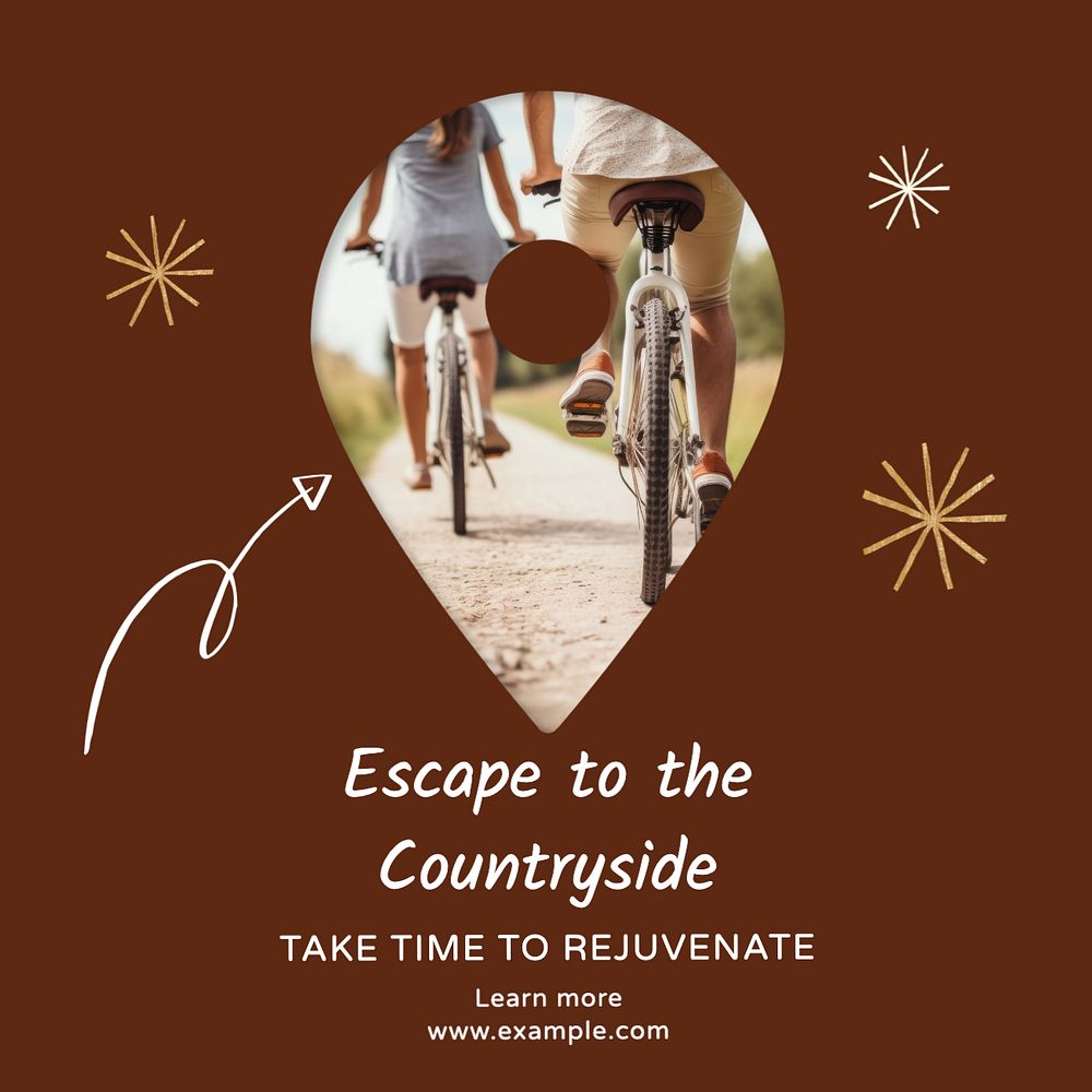 Travel to countryside Instagram post template, editable text