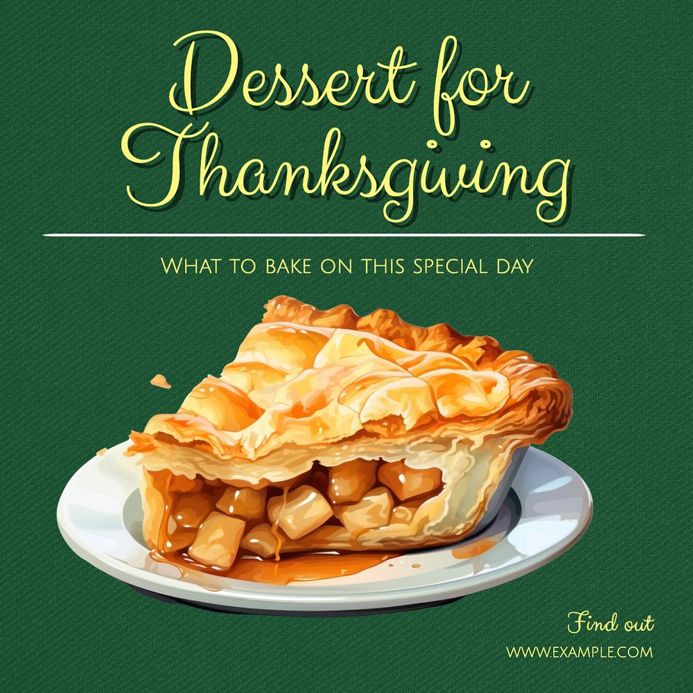 Thanksgiving dessert Instagram post template, editable text