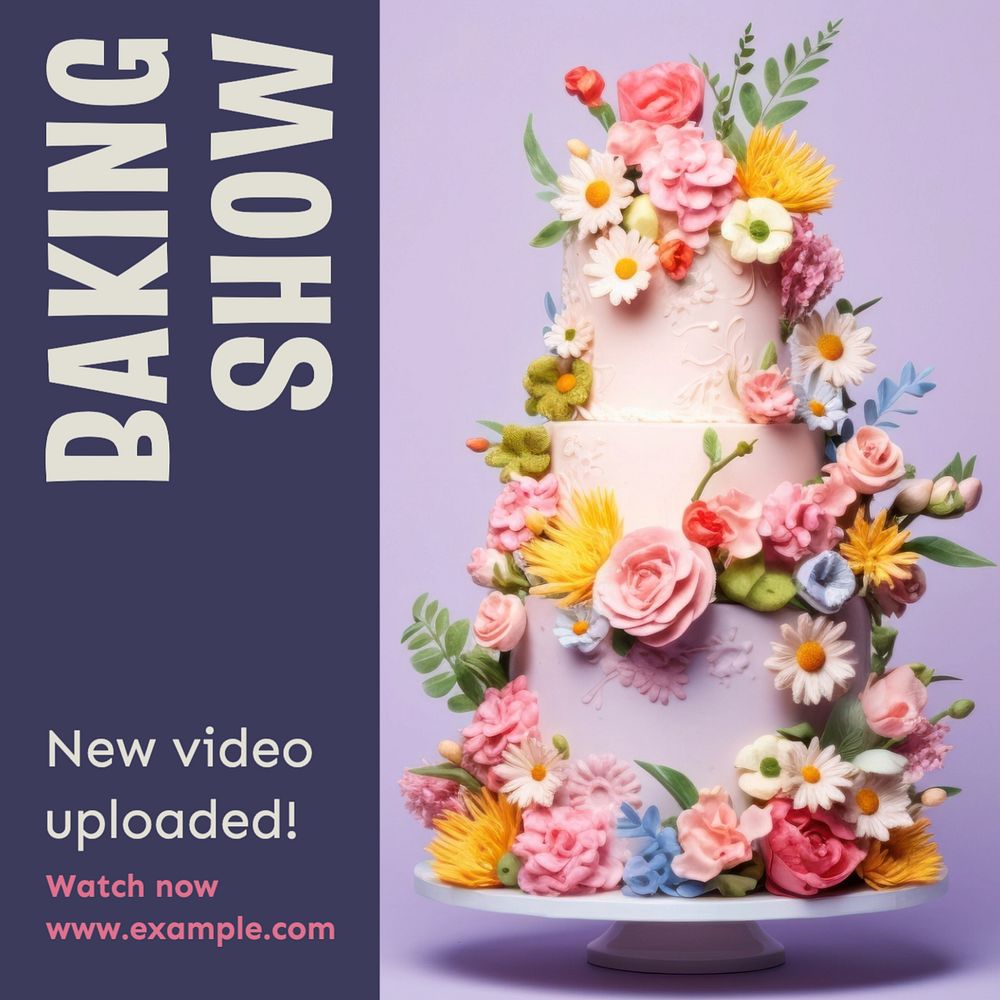 Baking show Instagram post template, editable text