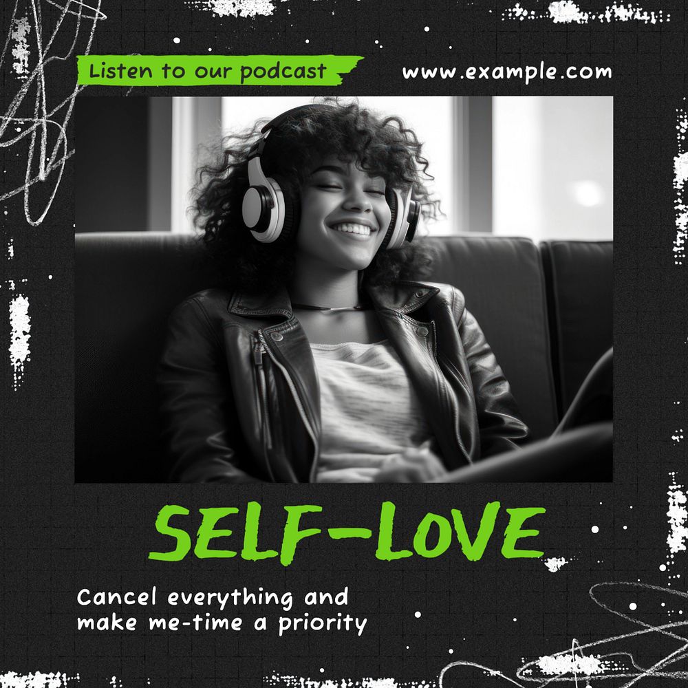 Self-love Instagram post template, editable text