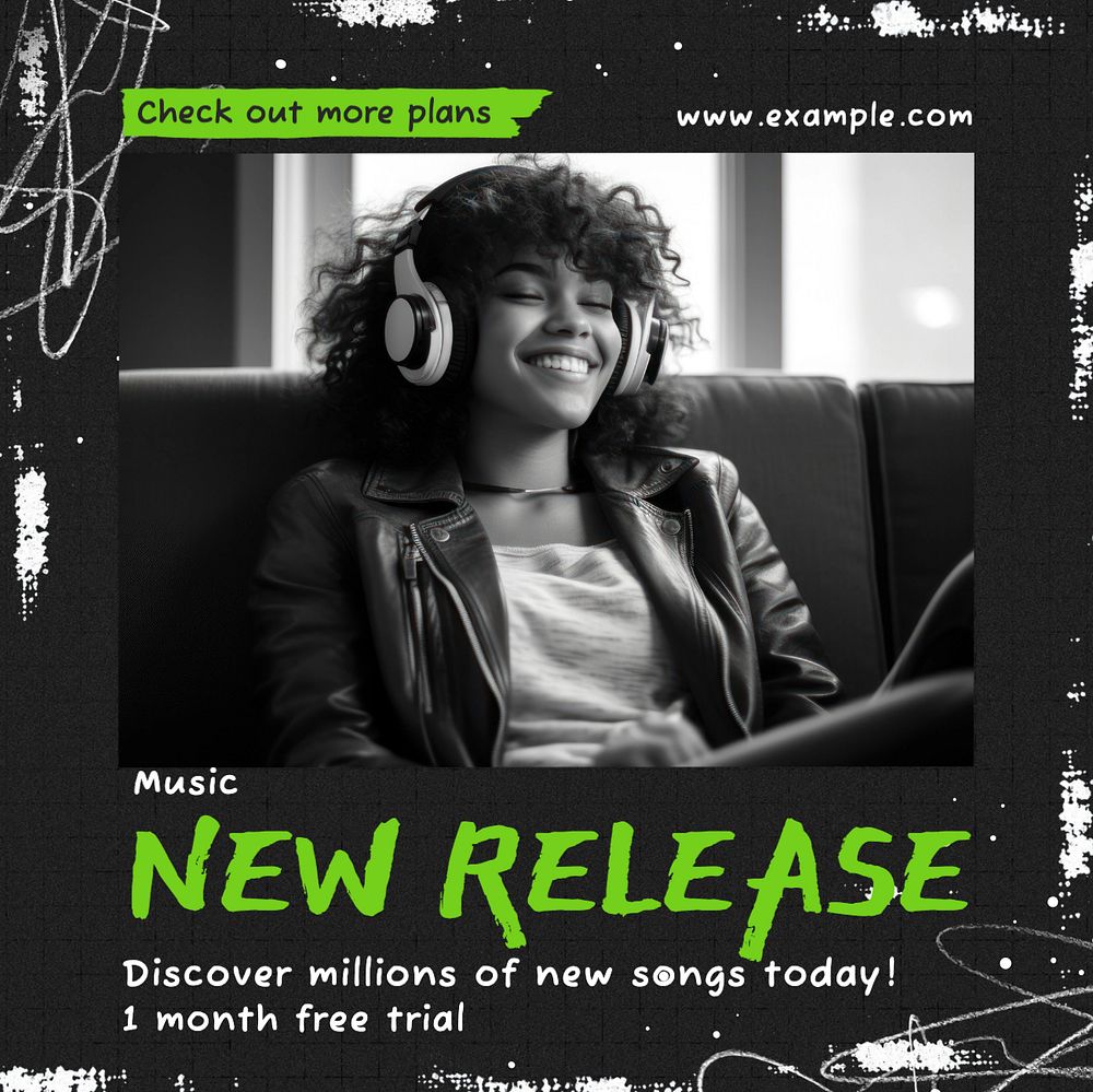 Music release Instagram post template, editable text