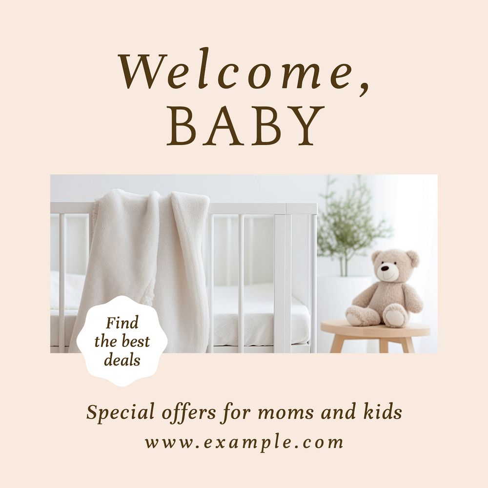 Mom & kid special offer Instagram post template, editable text