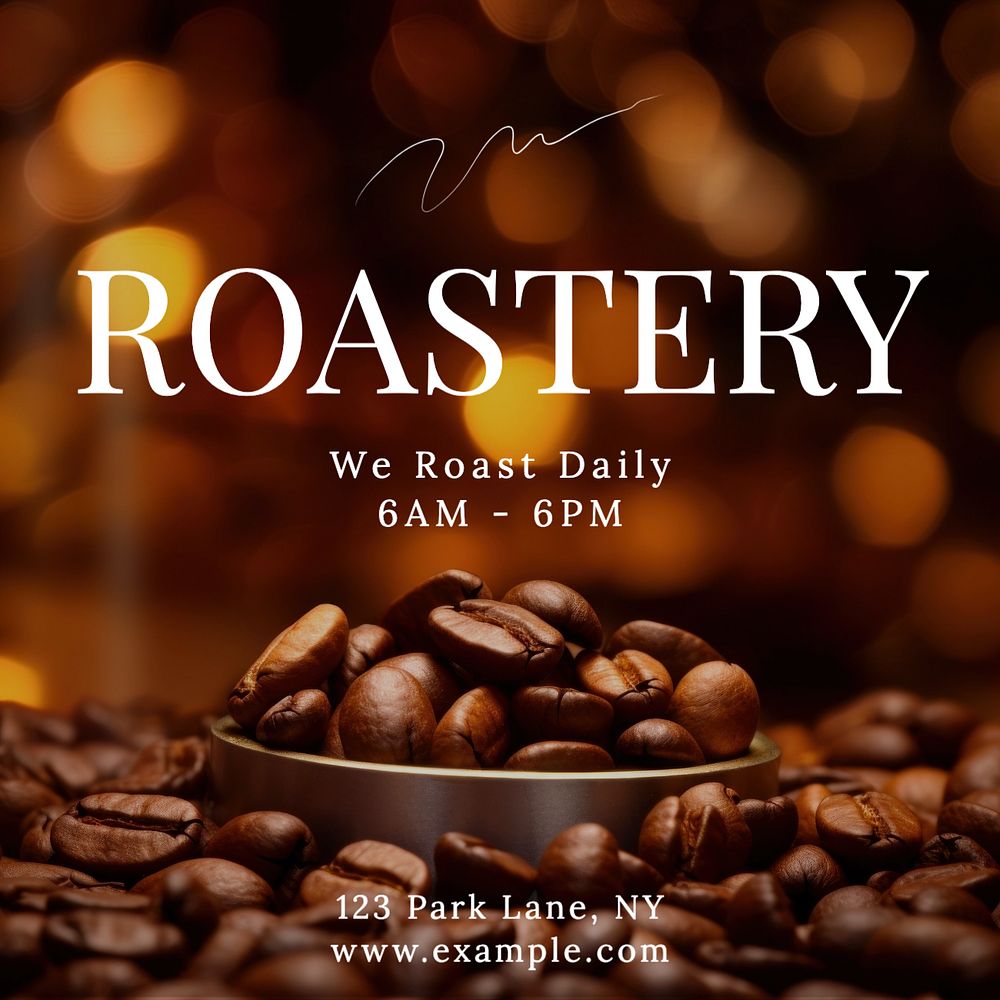 Coffee roastery Instagram post template, editable text