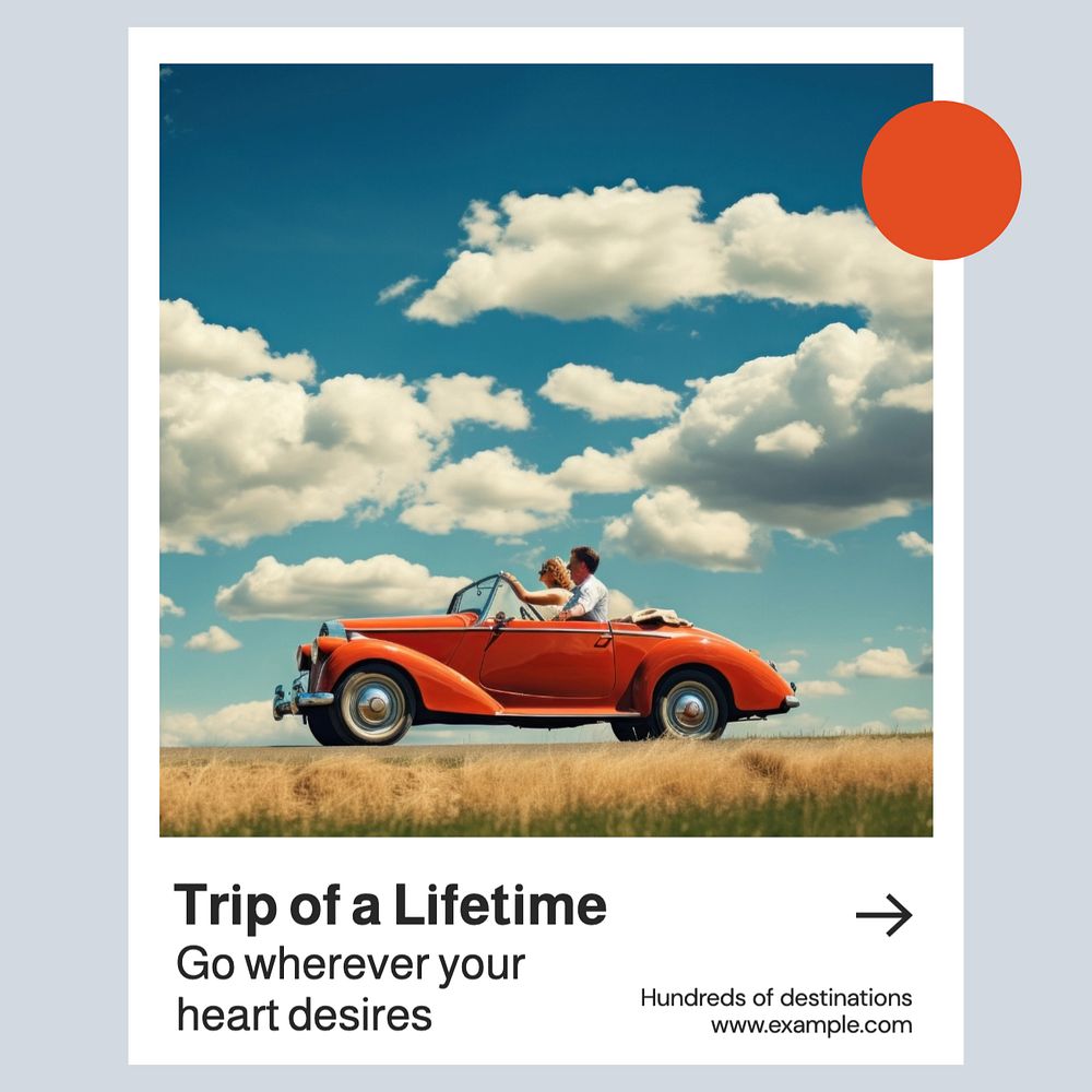 Travel Instagram post template, editable text