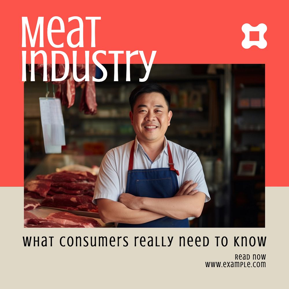 Meat industry Instagram post template, editable text