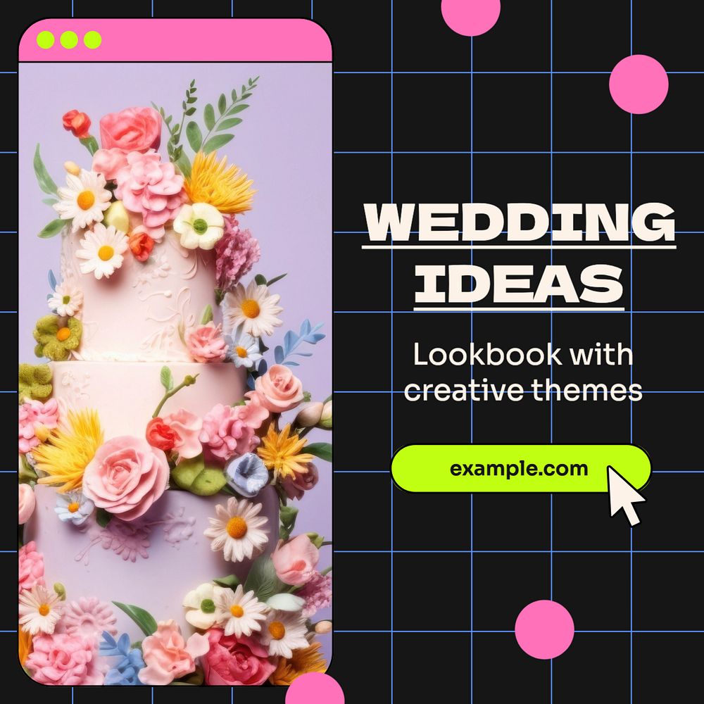 Wedding ideas Instagram post template, editable text