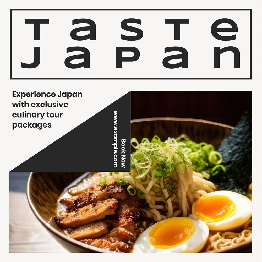 Japan tour package Instagram post template, editable text