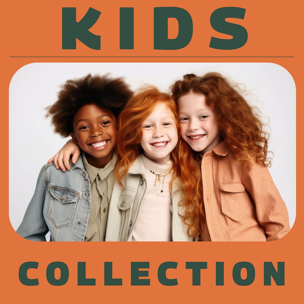 Kids collection post template, editable text