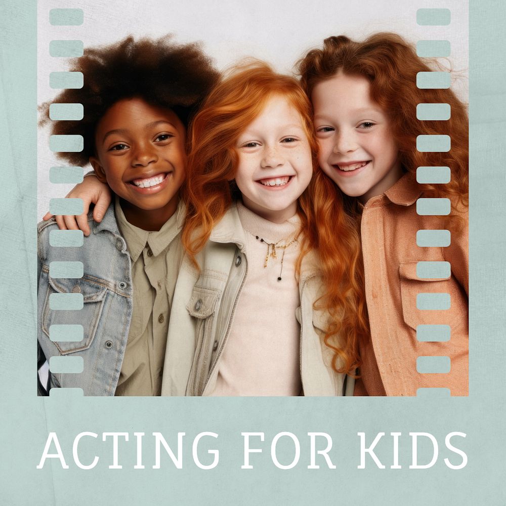 Acting for kids Instagram post template, editable text