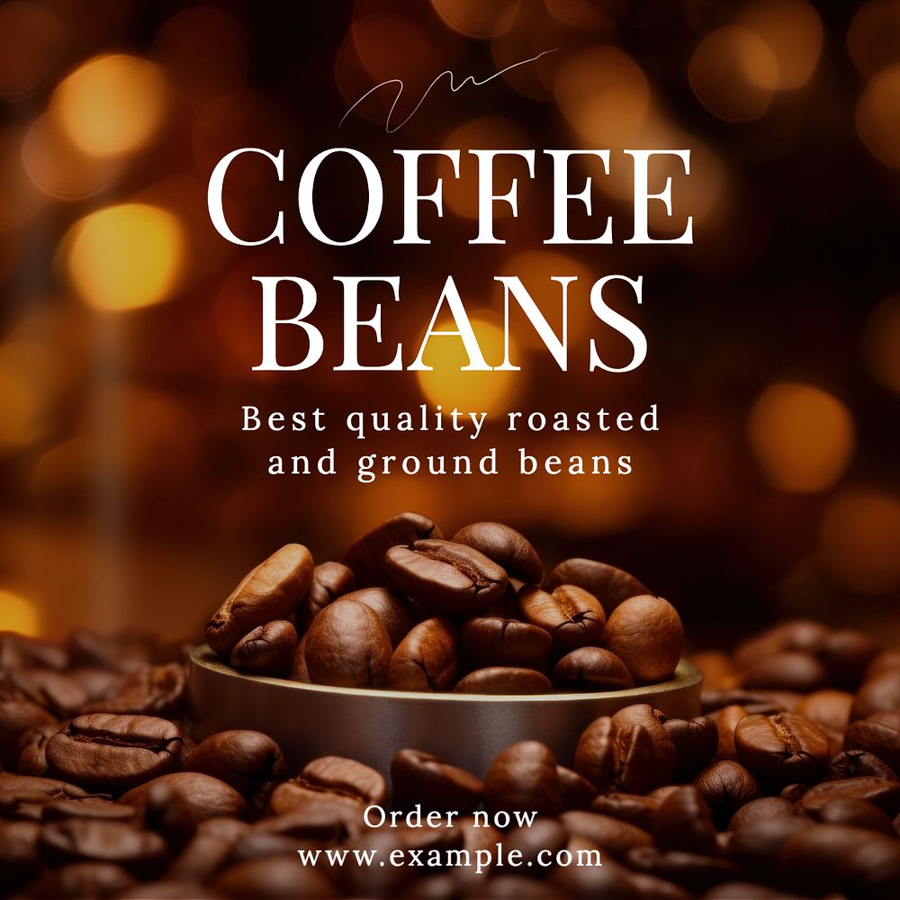 Best coffee beans Instagram post template, editable text