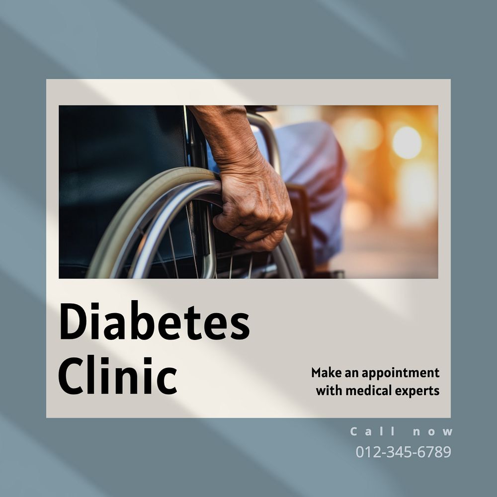 Diabetes clinic Instagram post template, editable text