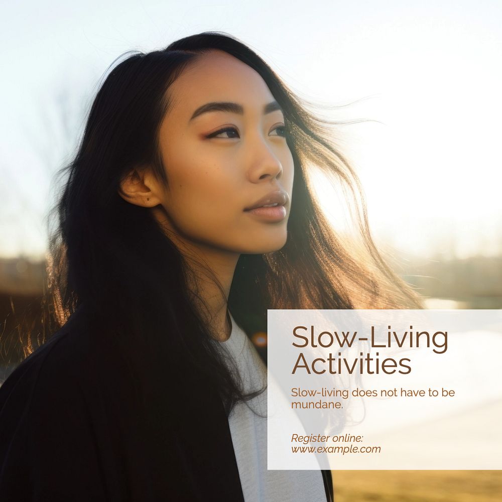 Slow-living activities Instagram post template, editable text