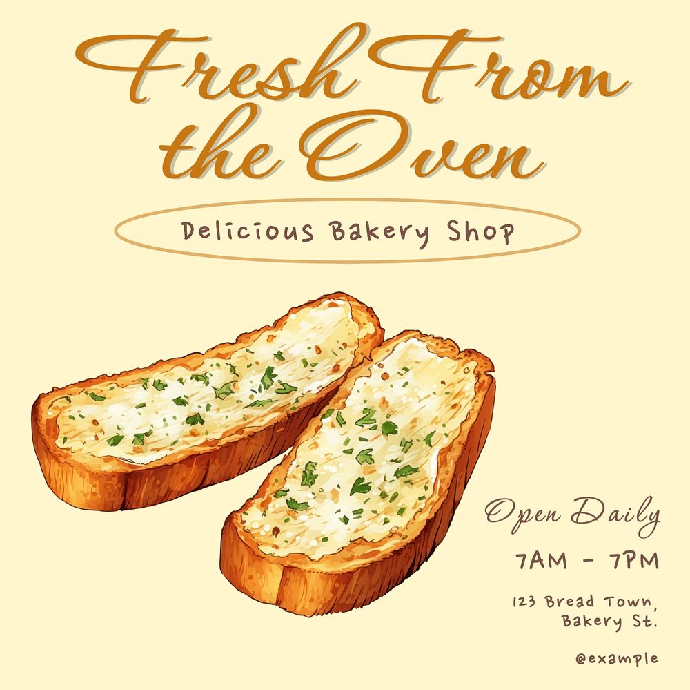 Bakery shop Instagram post template, editable text