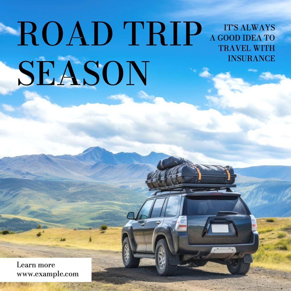 Road trip insurance Instagram post template, editable text