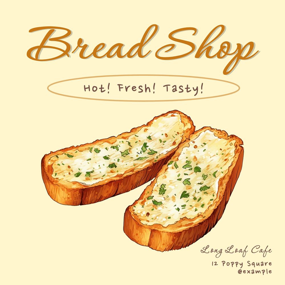 Bread shop Instagram post template, editable text