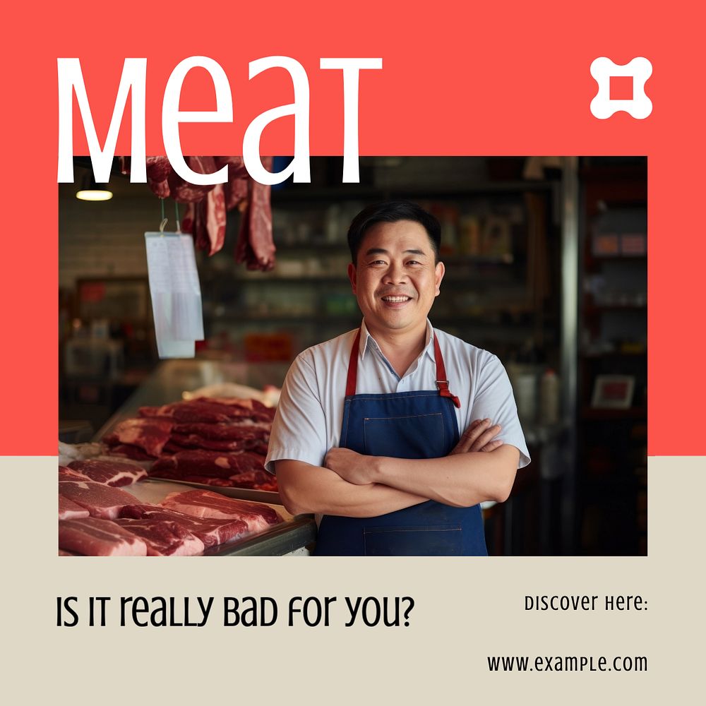 Meat Instagram post template, editable text