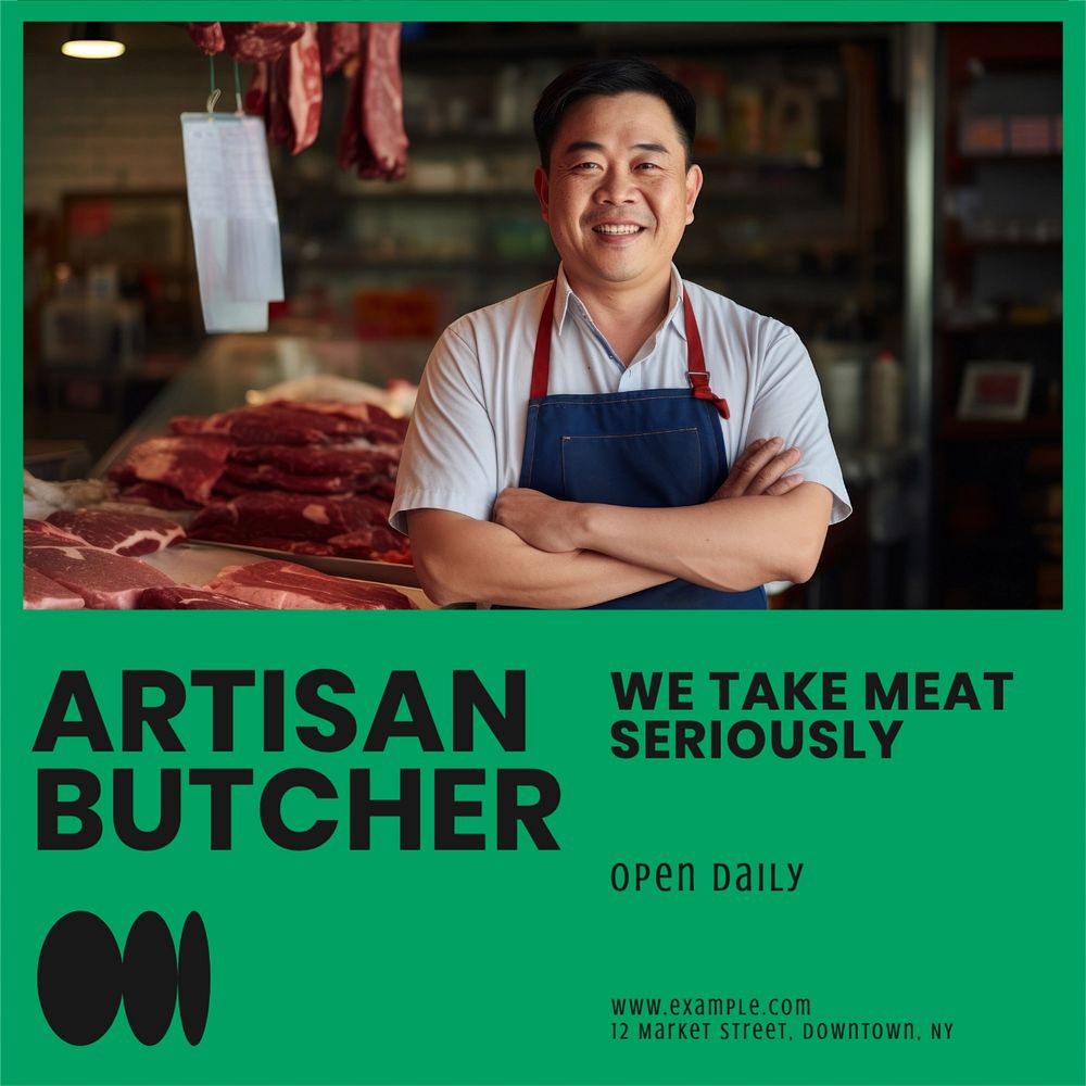 Artisan butcher Instagram post template, editable text