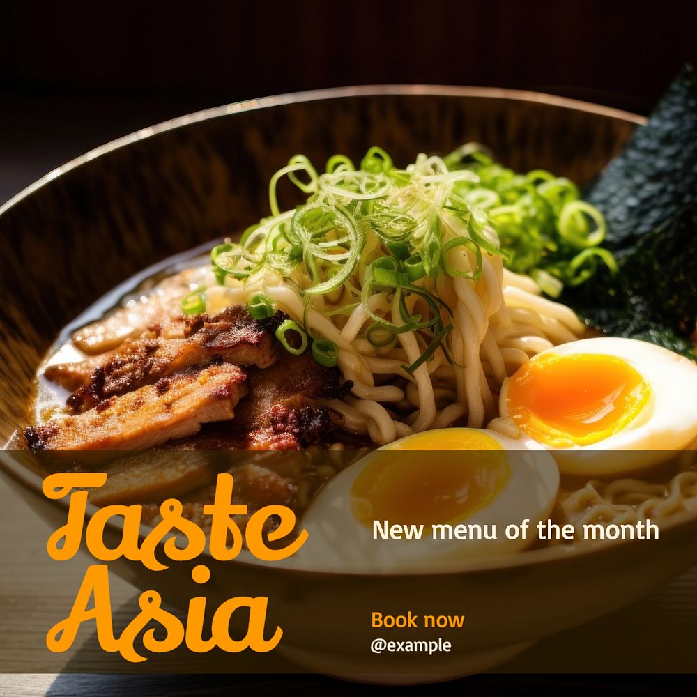 Taste asia Instagram post template, editable text