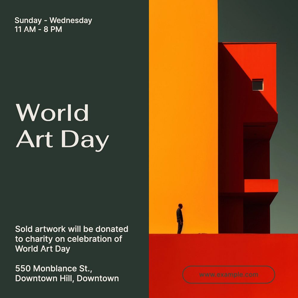 World art day Instagram post template, editable text