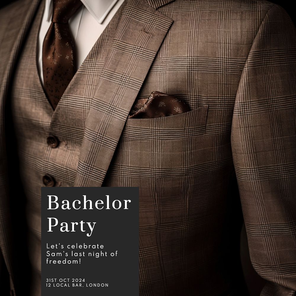 Bachelor party Instagram post template, editable text