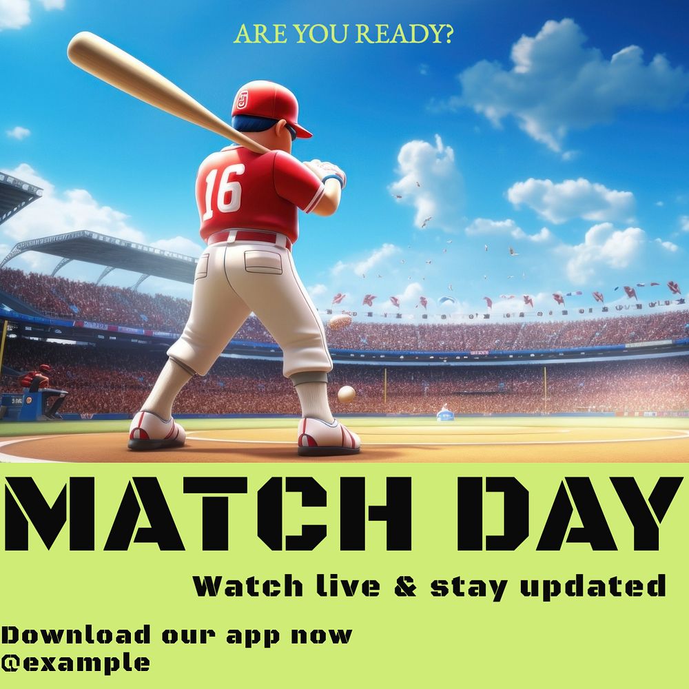 Match day Instagram post template, editable text