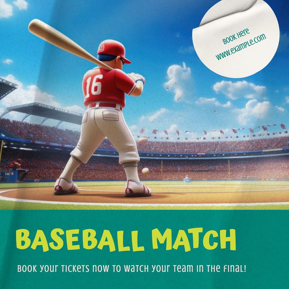 Baseball match Instagram post template, editable text