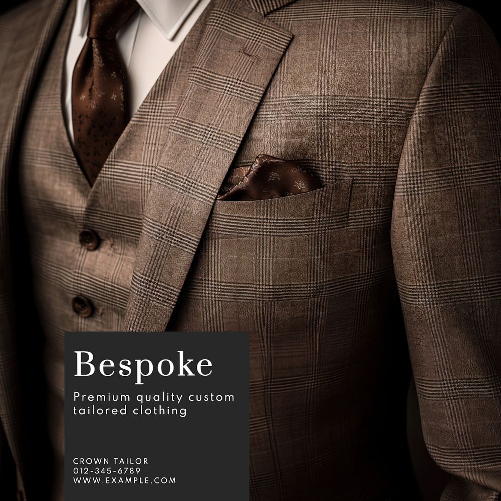 Bespoke clothes tailor Instagram post template, editable text