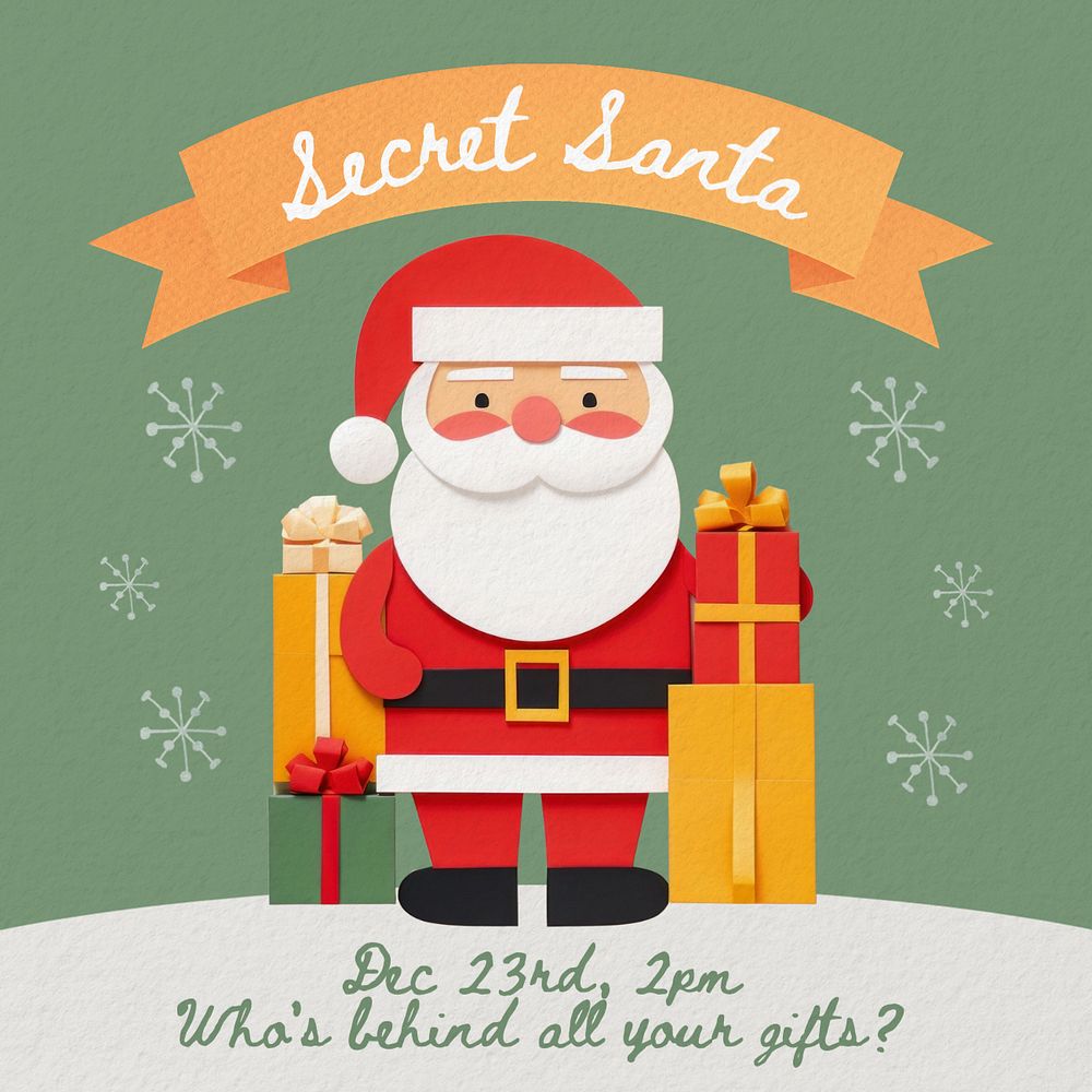 Secret santa Instagram post template, editable text