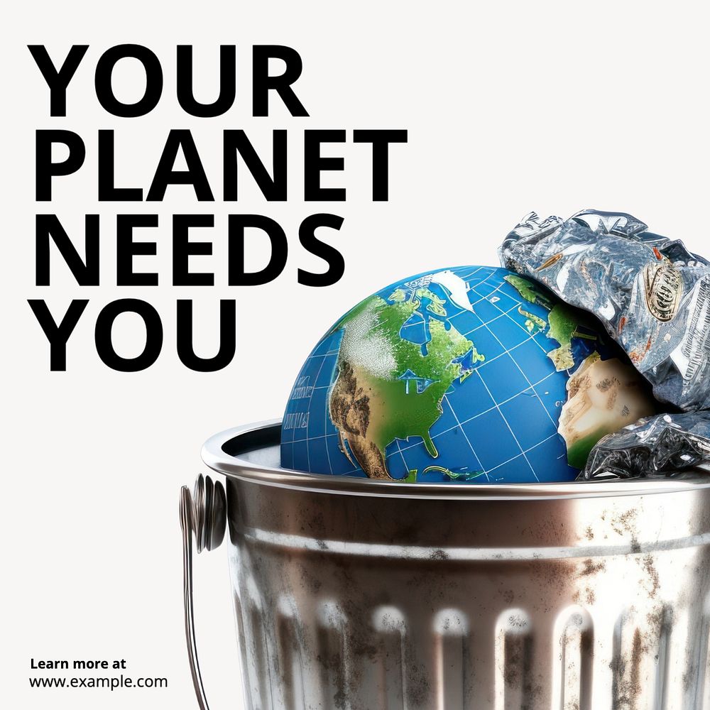 You planet needs you Instagram post template, editable text