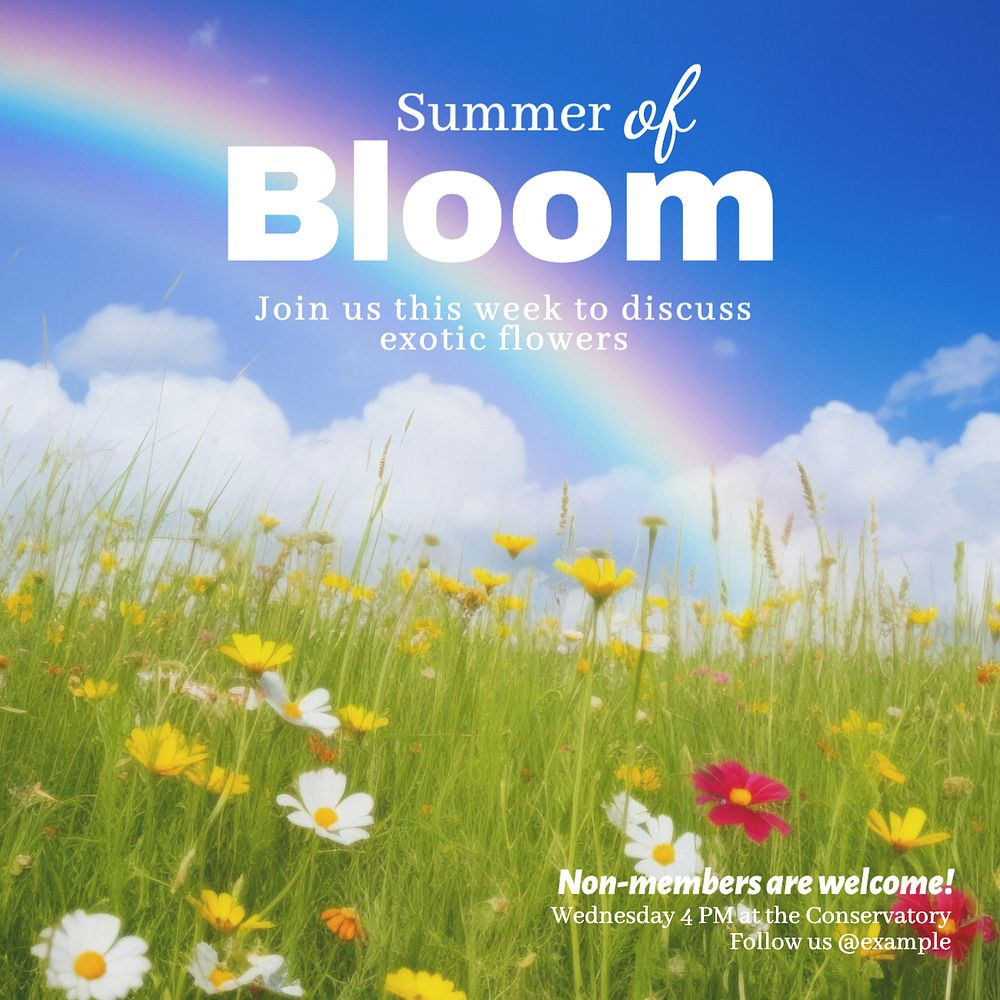 Summer bloom Instagram post template, editable text