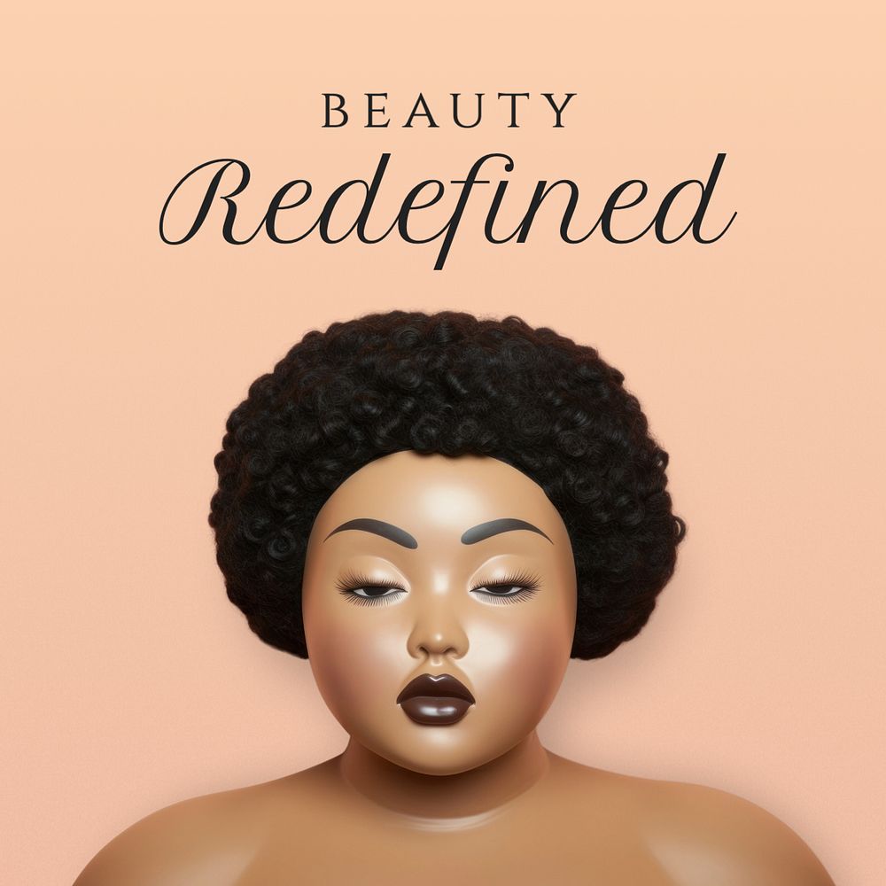 Redefined beauty Instagram post template, editable text