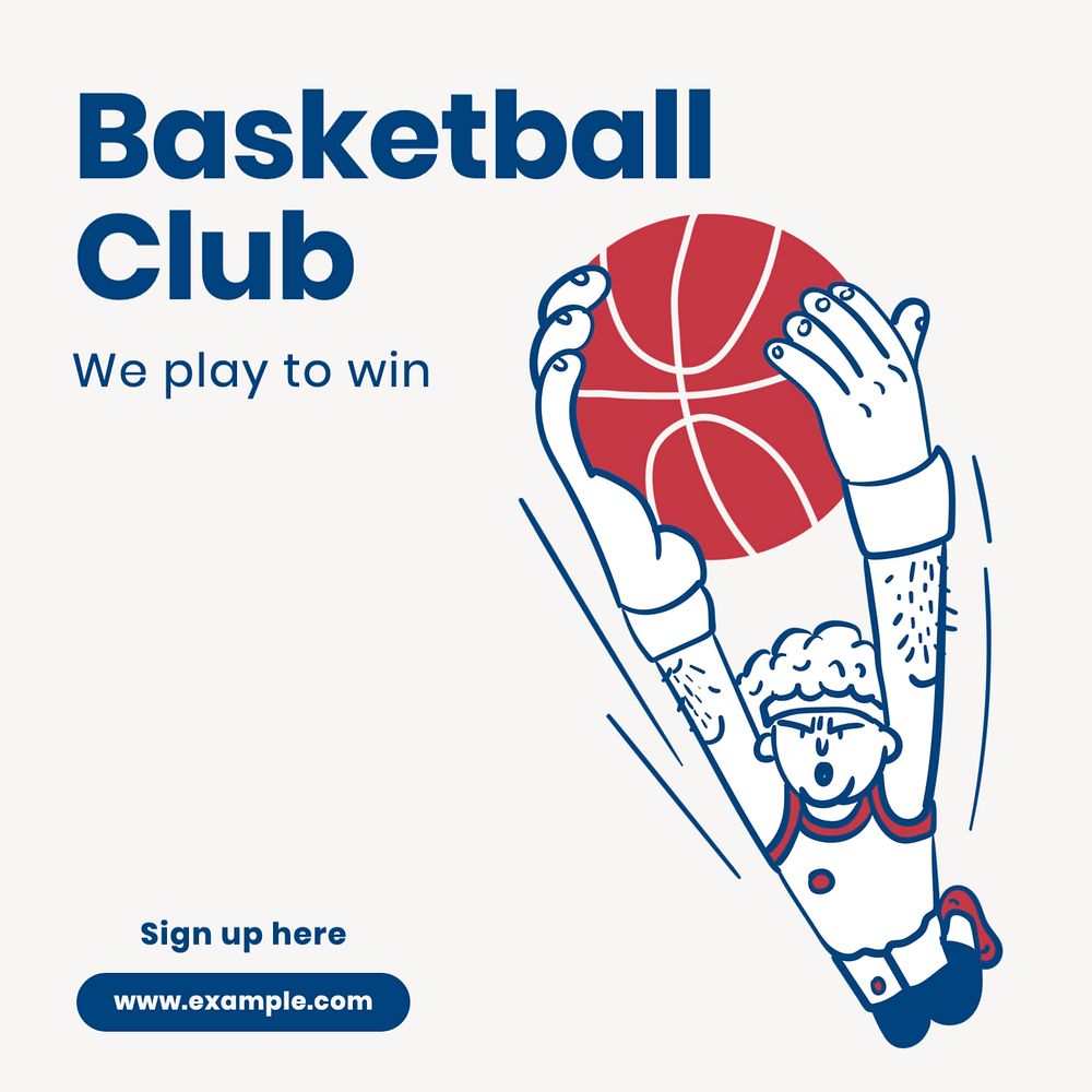 Basketball club Facebook post template, editable design